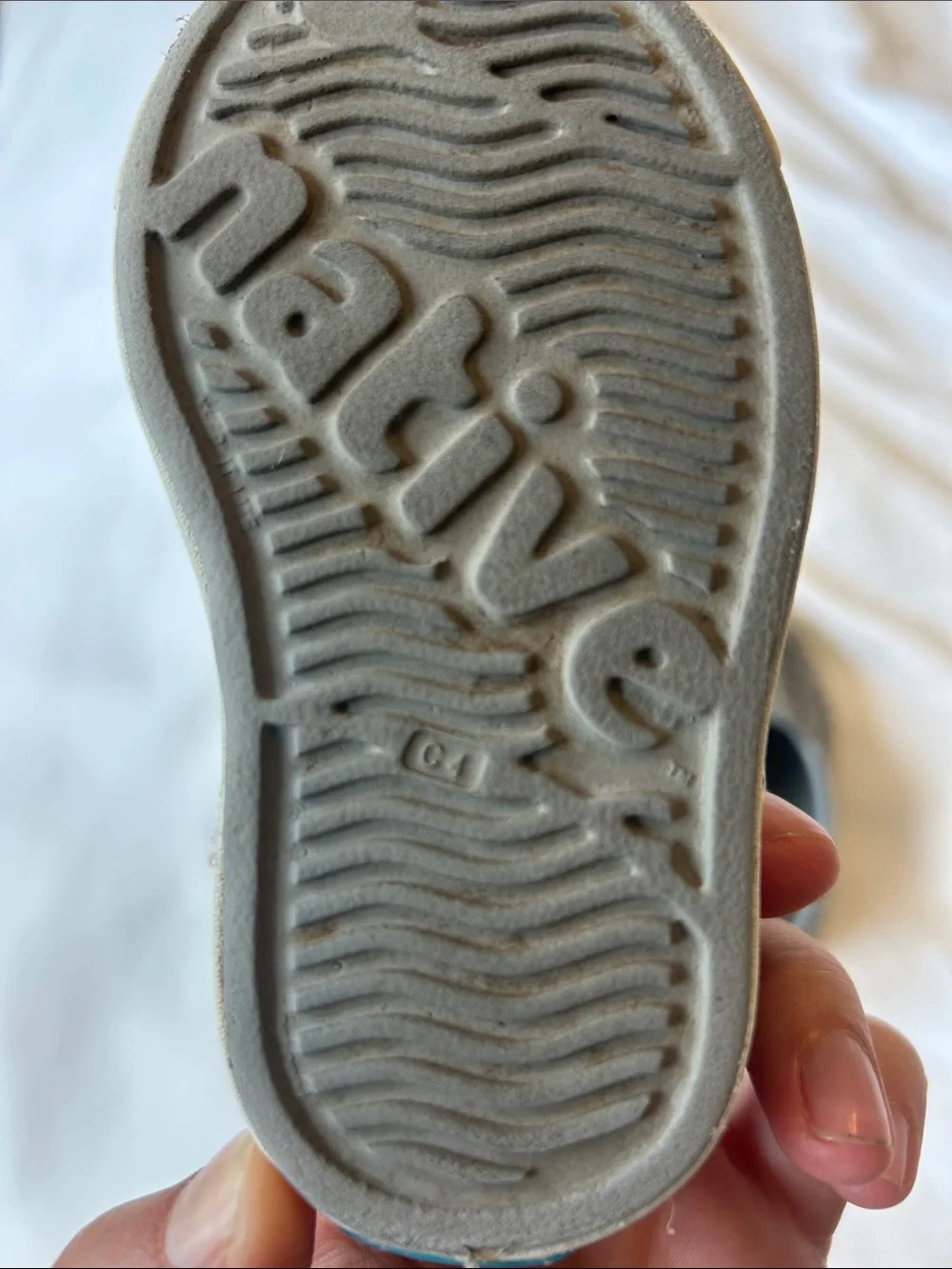 Native Grey and White Kids Slip-On Water Shoes